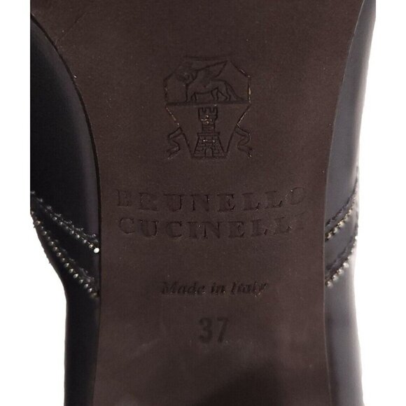 Brunello Cucinelli Open Toe Monili Ankle Bootie 37 US 7 New Defect Brown - Picture 9 of 12